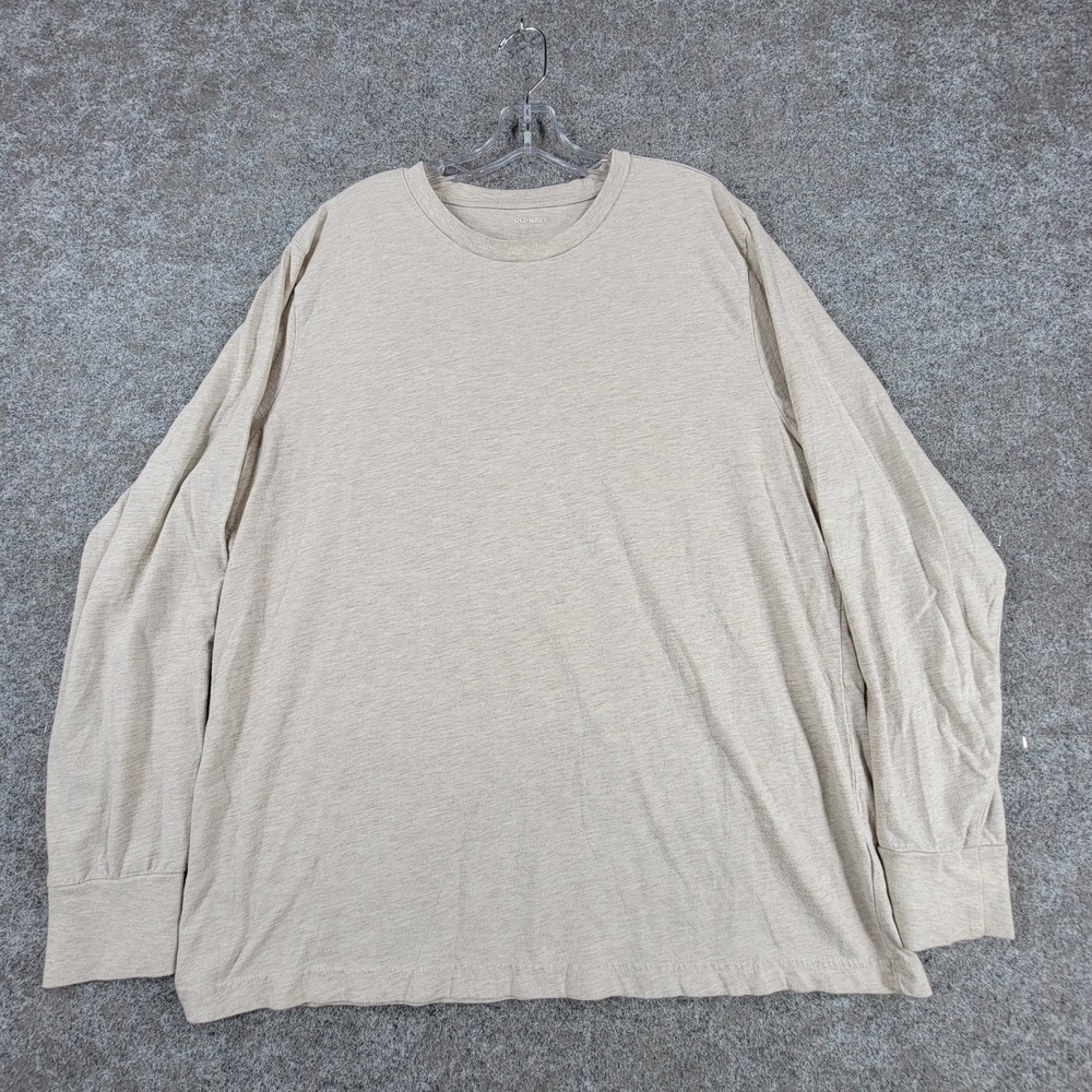 Old Navy Soft-Washed Rotation T-Shirt Mens XL Cream Comfort Crewneck Long-Sleeve